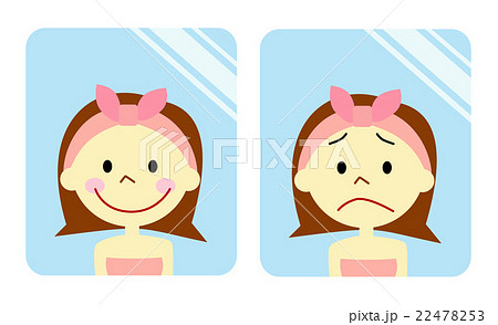 鏡に映る女性のイラスト素材 鏡に映る女性のイラスト素材