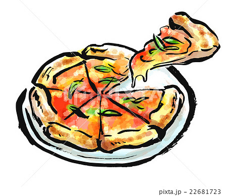 食べ物 ピザ 筆描き イラストのイラスト素材 Pixta
