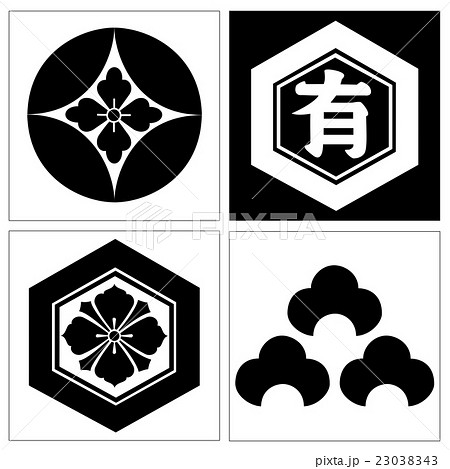 家紋 武将 塩冶氏 花輪違のイラスト素材