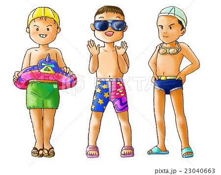 海パン 男の子のイラスト素材