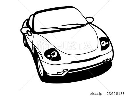 スポーツカー 自動車 乗用車 白黒のイラスト素材