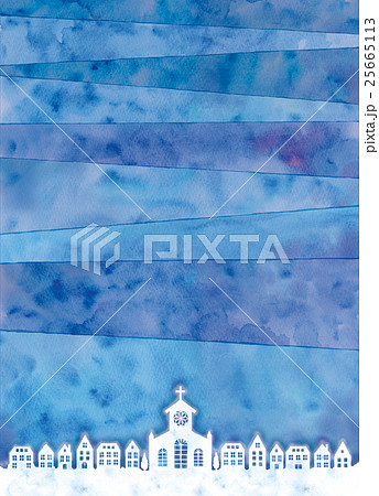 雪 風景 町並み ファンタジーのイラスト素材