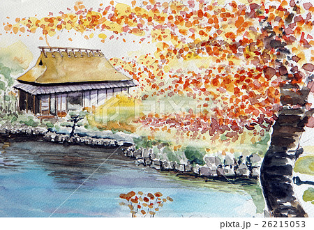 日本画水彩画 秋筏図 YUKI | インテリア絵画 アートの専門通販