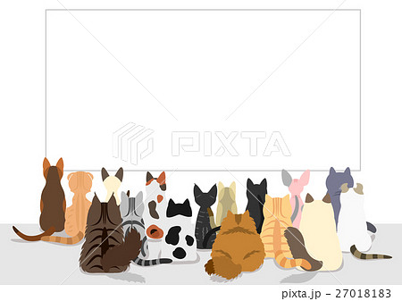 猫 後ろ姿のイラスト素材 Pixta