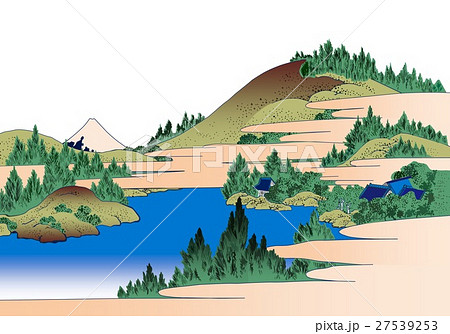 箱根 芦ノ湖 相州箱根 うきよえのイラスト素材