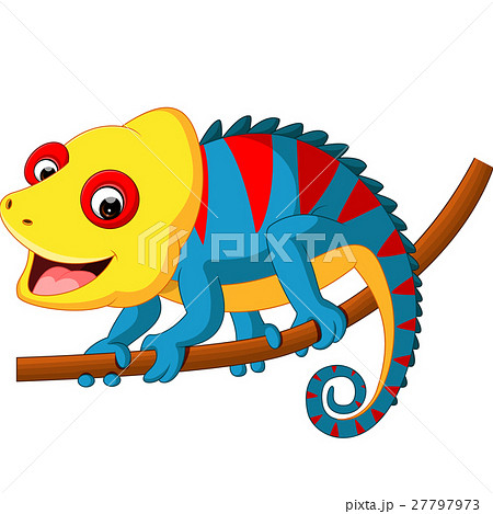 カメレオン かわいい 可愛い 愛らしいのイラスト素材