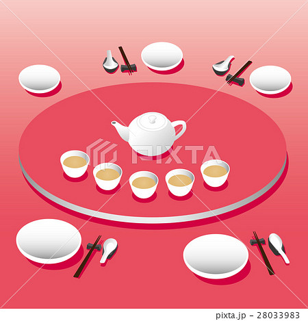 円卓 中国料理 中華 レストランのイラスト素材