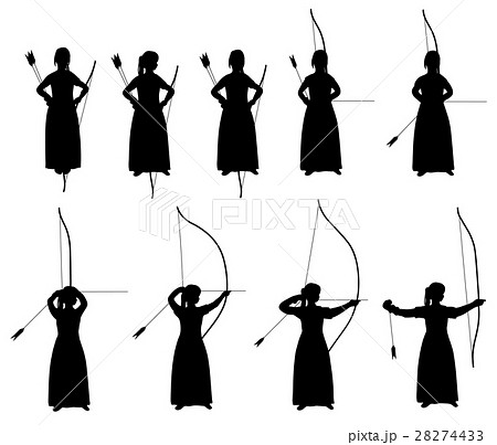 弓道 人物 和 女性のイラスト素材