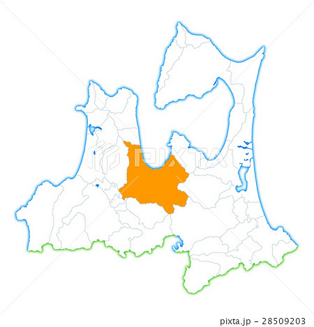 青森県 青森 地図 市町村のイラスト素材