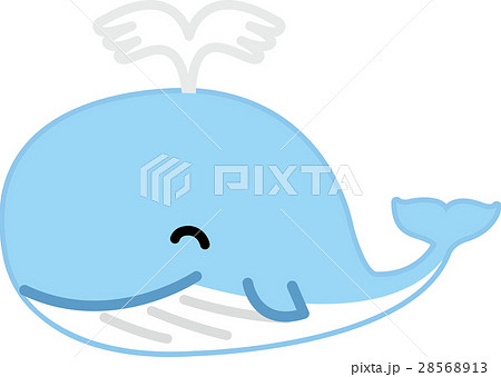クジラ 潮吹き かわいい イラストの写真素材 Pixta