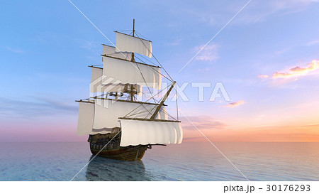 海賊船のイラスト素材