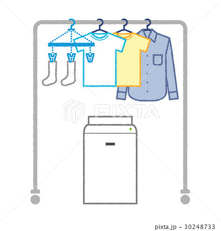 洗濯 洗濯物 部屋干し 除湿器のイラスト素材