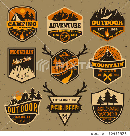 冒険 シンボルマーク ロゴ キャンプのイラスト素材