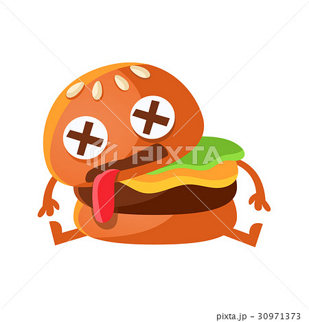 ハンバーガー バーガー マンガ かわいいのイラスト素材