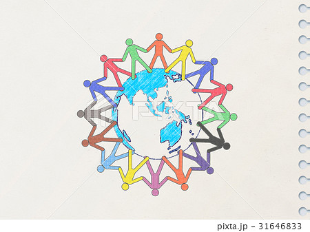 友情 シルエット 国際協力 世界平和のイラスト素材