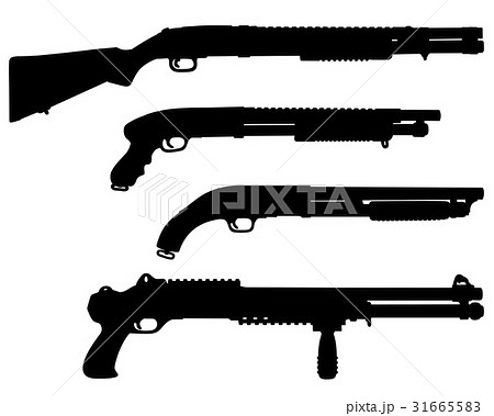 ショットガン 銃 ライフル シルエットのイラスト素材