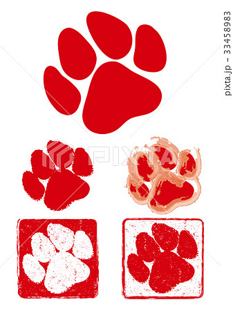 犬 足跡 スタンプ ハンコのイラスト素材