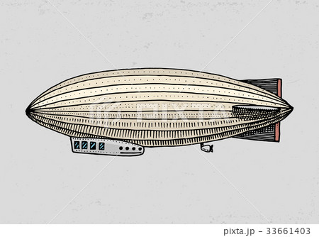 飛行船 レトロ セット 組み合わせのイラスト素材