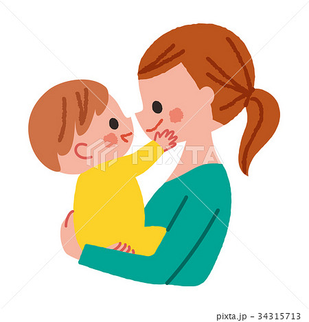 赤ちゃんを抱く母のイラスト素材