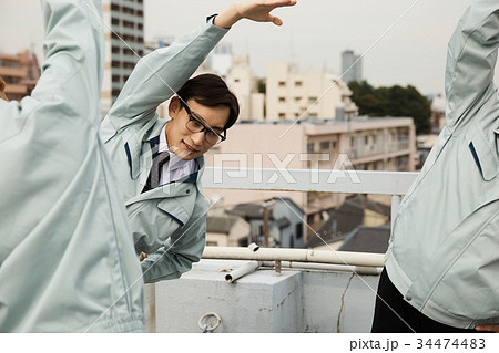 ラジオ体操第一の写真素材