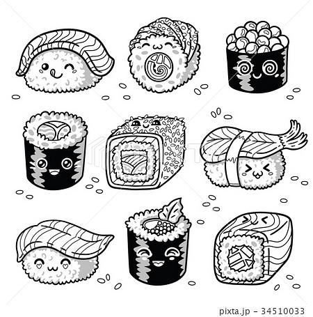 お寿司 すし 寿司 キャラクターのイラスト素材