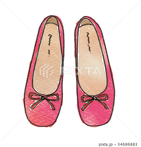水彩 バレエシューズ 靴 ファッションの写真素材