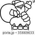 サンタクロースとトナカイ クリスマス 白黒線画ぬり絵のイラスト素材 サンタクロースとトナカイ クリスマス 白黒線画ぬり絵のイラスト素材