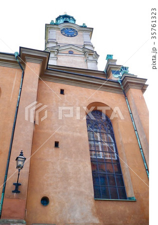 大聖堂 教会 時計台 スウェーデンの写真素材