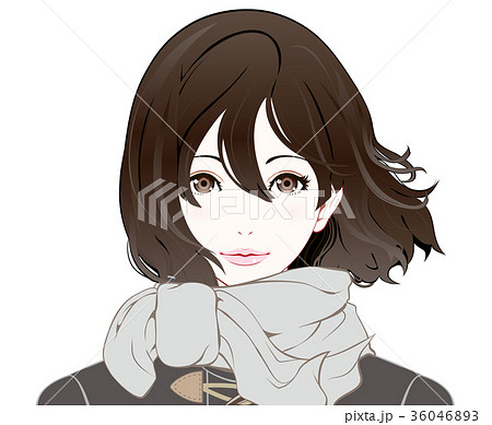 女性 ボブ 風 なびくのイラスト素材 女性 ボブ 風 なびくのイラスト素材