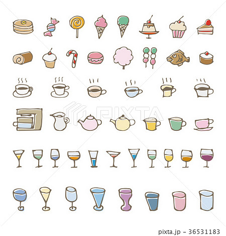 手描き スイーツ アイコン 飲み物のイラスト素材