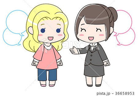 ふきだし 話す 二人 会話のイラスト素材