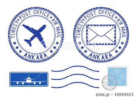 エアメール スタンプ 消印の写真素材