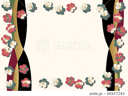 桜 花 壁紙 和柄の写真素材