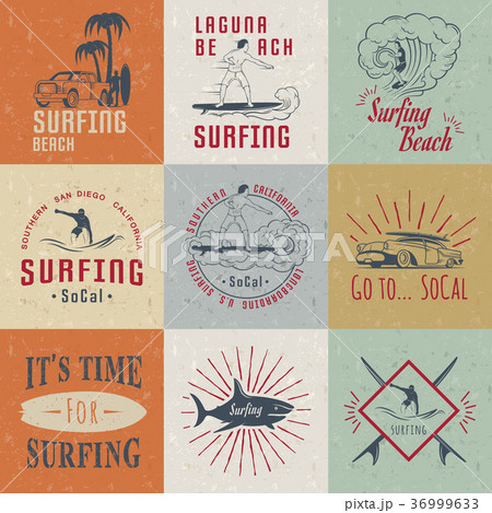 サーフィン ベクトル シンボルマーク ロゴのイラスト素材