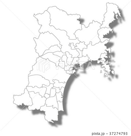 宮城 宮城県 地図 白地図のイラスト素材