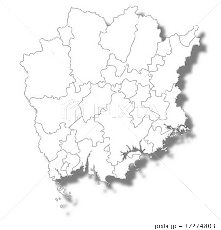 岡山 岡山県 地図 白地図のイラスト素材