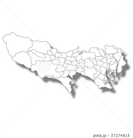 東京 東京都 地図 白地図の写真素材