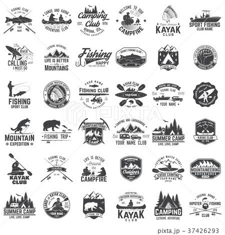 Travel Cute Stickers Template Set Bundle Of Camping Journey Sea