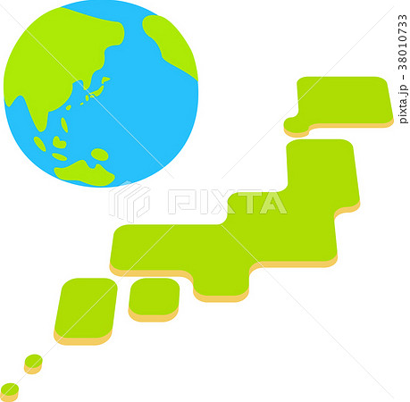 地図 日本地図 日本列島 かわいい デフォルメの写真素材