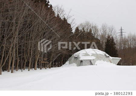 三内丸山遺跡 雪景色 雪原 青森の写真素材