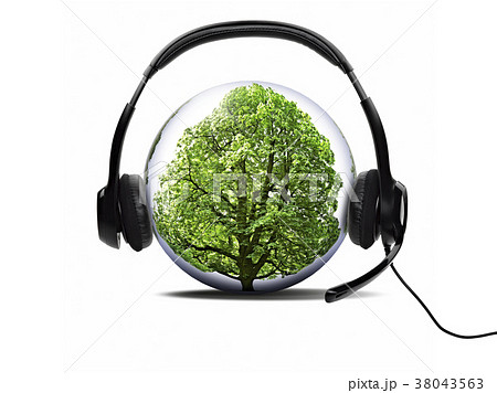 聞く トラベル イヤホン 概念の写真素材