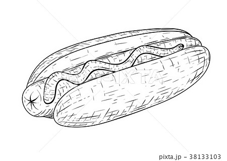 ホットドック ホットドッグ スケッチ 写生のイラスト素材