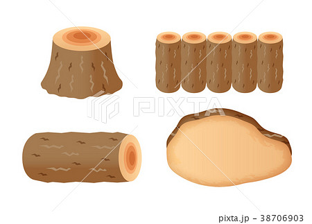 断面 丸太 木のイラスト素材