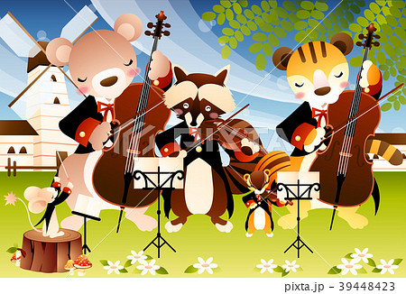 演奏 楽器 動物のイラスト素材