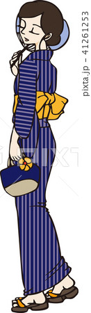 後ろ姿 浴衣 女性 夏のイラスト素材