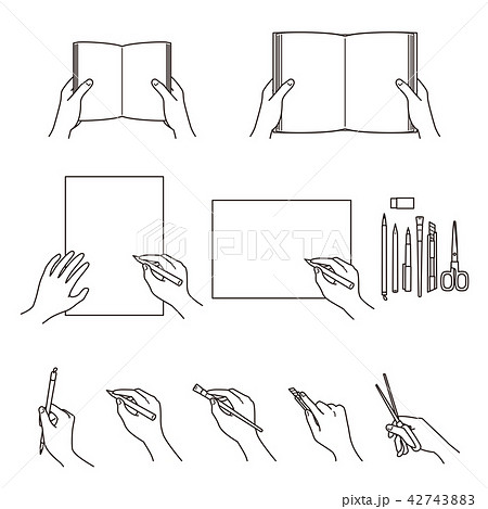 鉛筆を持つ手のイラスト素材