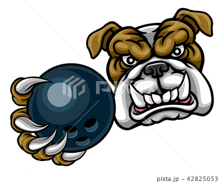 Bulldog Dog Holding Bowling Ball Sports Mascotのイラスト素材