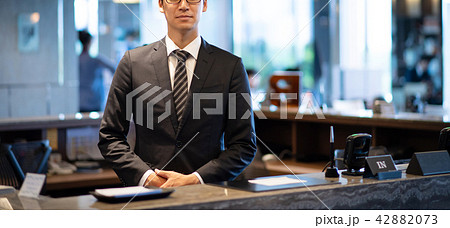 受付 フロント ホテルの写真素材