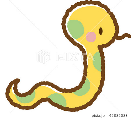 ヘビ 黄色 動物 キャラクターのイラスト素材