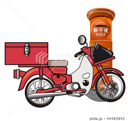 郵便局 郵便配達 バイク オートバイの写真素材